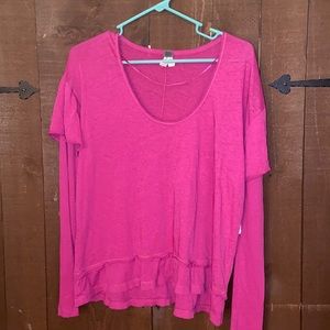 We the Free by Free People Pink Long Sleeve Shirt
